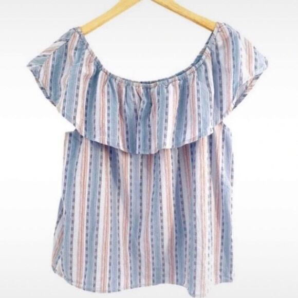 RD & Koko Multicolor Striped Off The Shoulder Ruffled Top, Size XL* (See Below) - Picture 1 of 7